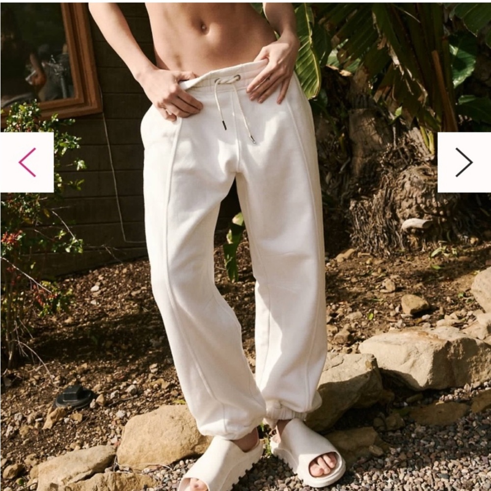 Free People Sprint to the Finish Cream Jogger Pants